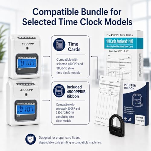600 Time Cards Compatible with Nile 4500PP/4500PP10 & Pyramid 3800/3800-10 Time Clocks, Numbered 1-100 Monthly Double-Sided Timecards for Employees, 3.37" x 7.37"
