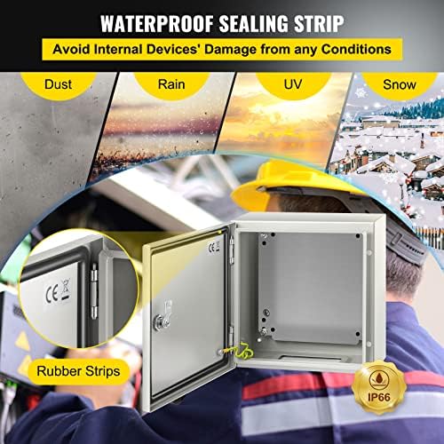 VEVOR NEMA Steel Enclosure, 12" x 12" x 6" NEMA 4X Steel Electrical Box,IP66 Waterproof & Dustproof,Outdoor/Indoor Electrical Junction Box,with Mounting Plate