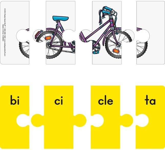 Really Good Stuff, Spanish Syllable Puzzles, 40 Puzzles, Ages 5+, Grades K+