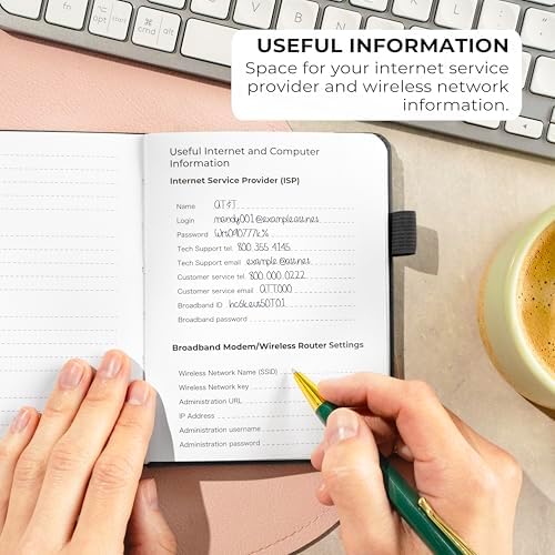 Clever Fox Password Book with Alphabetical Tabs, 4"x5.5" Keeper Black