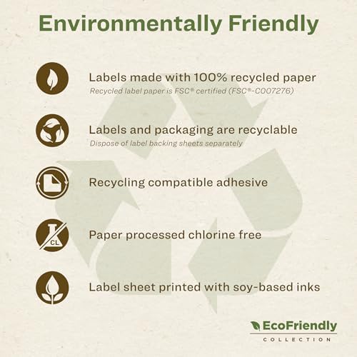 Avery® EcoFriendly Matte White Recycled Barbell Labels, 0.5" x 2.5", Matte White Labels, Permanent Adhesive, Laser/Inkjet Printable, 2,250 Total