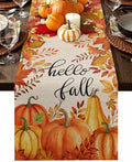 Fall Pumpkin Table Runner Dresser Scarf 13 x 90 Inch Harvest Orange Maple Leaves Table Runners Non-Slip Heat Resistant Kitchen Dining Table Decor for Autumn Thanksgiving Holidays Indoor Outdoor