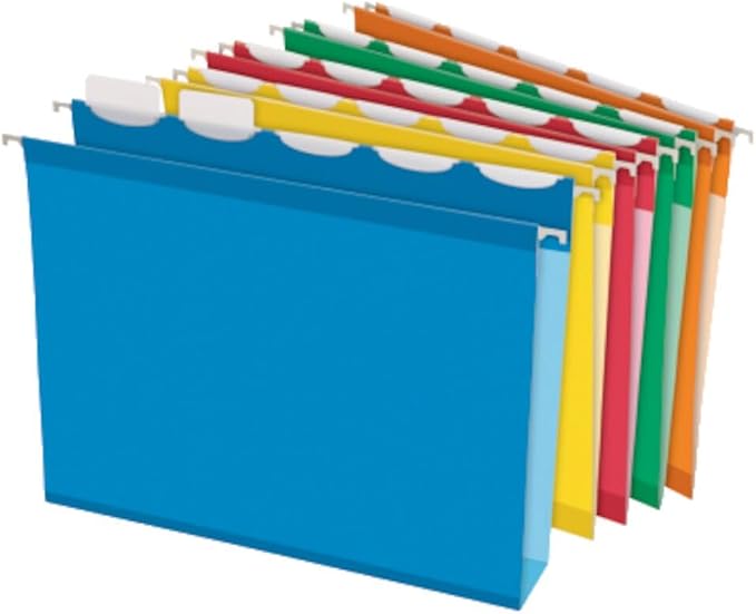 Pendaflex Ready-Tab Extra Capacity Reinforced Hanging File Folders, Letter Size, Assorted Colors, 5 Tab, 20/BX (42700)