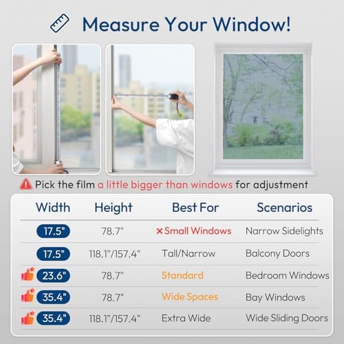 rabbitgoo Window Tint, One Way Privacy Film, Silver, 17.5" x 78.7"