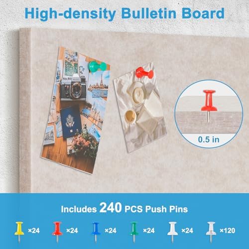 DOLLAR BOSS Felt Cork Board Tiles, 24 Pcs 12" x 12" Bulletin Board, Beige