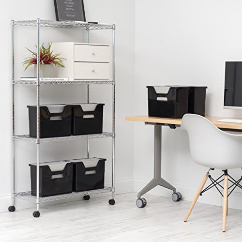 IRIS USA 6-Pack Medium Desktop File Box with Open Lid, Black | Organize classroom papers, lesson plans and supplies with portable storage for teachers, schools and educators