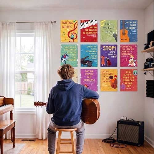 Funrous 12 Pcs Music Posters for Classroom Music Bulletin Board Decoration