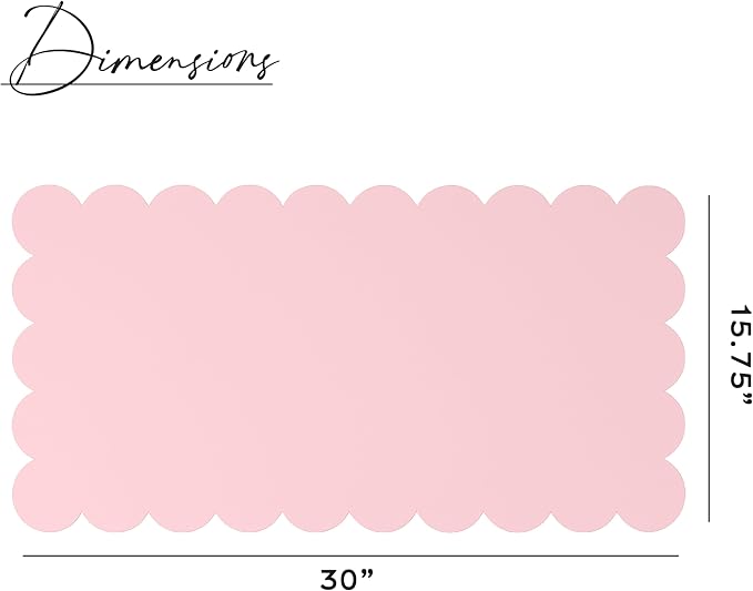Orelle Pink Scalloped Desk Mat | Vegan Leather Desk Mat for Keyboard and Mouse, Laptop, Makeup Vanity | Computer Desk Pad Mat | Office Desk Cover Mat | Desk Blotter Mat | 30 x 15” | Pink