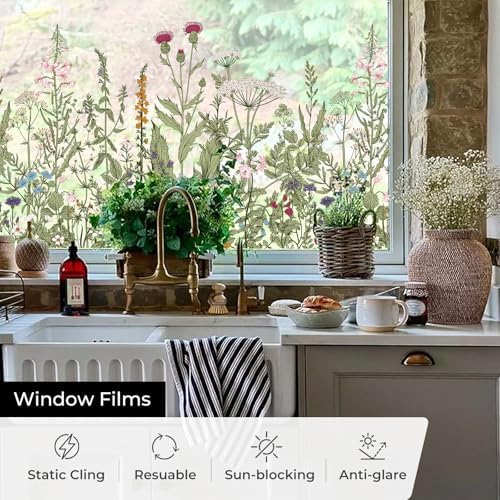 ADD.HERES Stained Glass Window Film, Window Film Decorative, 17.5 x 78.7 in