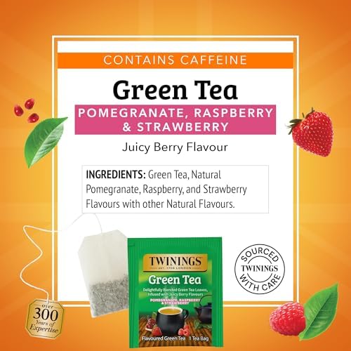Twinings Green Pomegranate, Raspberry & Strawberry Tea Bags 20 CT (6 Pack)