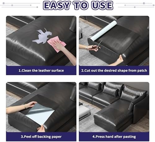 Besezx Leather Repair Patch Tape Kit, Self Adhesive Leather Repair for Furniture, Couch, Sofa, Car Seats,Office Chair,Vinyl Repair Kit.60inx16in
