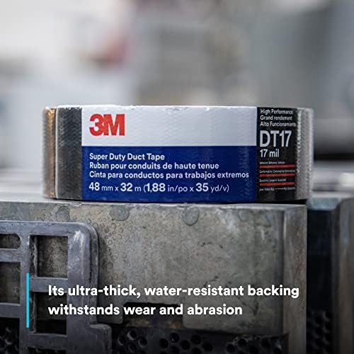 3M Super Duty Duct Tape DT17, Black, 48 mm x 32 m, 17 mil, 1 Roll