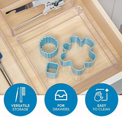 iDesign Clarity Kitchen Drawer Organizer, 8" x 8" x 2", Clear