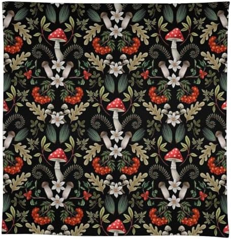 Autumn Mushroom Tablecloth, Rustic Vintage Farmhouse Mushrooms Fern Berries Leaves Botanical Print Table Cover for Outdoor Party Picnic Kitchen Dinning Table Decor 60x90in