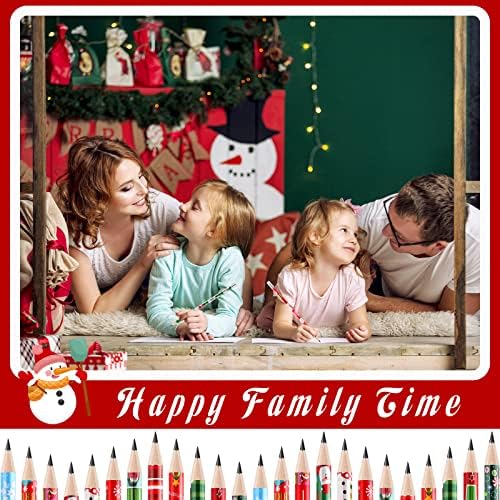 Yexiya 96 Pcs Christmas Pencils Wood with Erasers 12 Designs Bulk