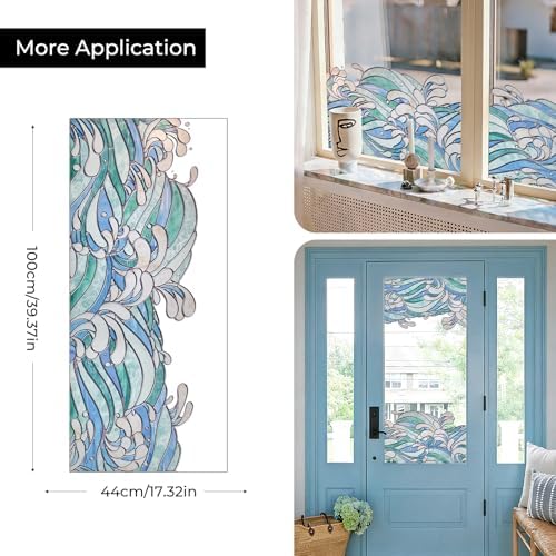 ADD.HERES Stained Glass Window Film, Window Film Decorative, 17.5 x 39.37in