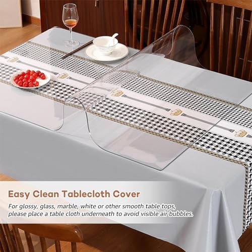 RostiKong 30 x 56 Inch Kitchen Table Protector Clear PVC Vinyl Tablecloth Desk Pad Mat Wooden Marble Coffee Glass Sofa Beside Bar Bistro Pub Dinner Console End Table Liner Protector Cover Easy Clean