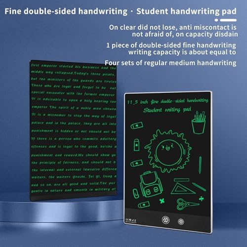 LCD Writing Tablet 2 Sides Screen Erasable Reusable 11.5inch and 10.5inch Electronic Drawing Pads Portable Scratchpad for Kids Adults Home Office (Black)