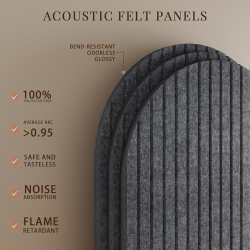 JBER Arched Cork Board Alternative 36" x 24", 6 Pack, Dark Gray