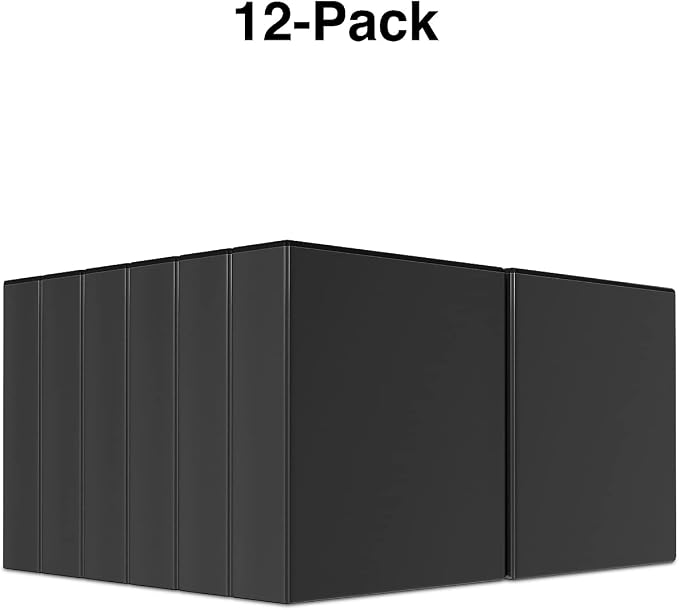 Staples Simply Economy 2-Inch Round Ring View Binder, Holds Up to 375 Sheets Each, 12-Pack, Black, Lightweight Binders for School & Office
