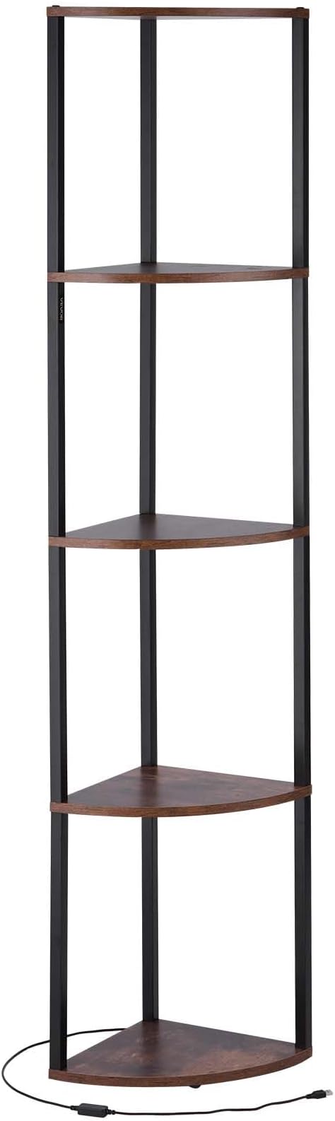 VEVOR 5 Tier Corner Shelf with LED Light, 64" Tall Corner Bookshelf with Storage Shelves for Collectibles, Display Shelf with Multi-Color Lights Controlled Via RC/APP for Bedroom, Living Room, Office