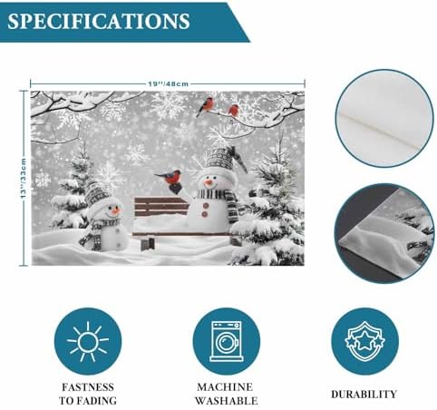 Winter Christmas Placemats Set of 6, Cute Snowman Cardinals Heat Resistant Washable Table Place Mats GreySnowy Pine Forest Cotton Table Linens Party Holiday Decor for Kitchen Dining Outdoor Indoor
