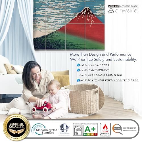 PINWELIFE® Masterpiece Acoustic Art Panels, 8-Pack 12"×16" Sound Absorbing Panels, Decorative Acoustic Wall Art, Noise and Echo Cancelling for Home Studio/Office, Nano Tape Included