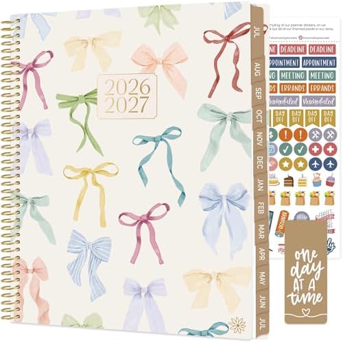 bloom daily planners 2026-2027 Planner (8.5” x 11") 13 Month Academic Year Organizer (July 2026 - July 2027) - Weekly & Monthly Agenda Book with Stickers & Tabs - Bows