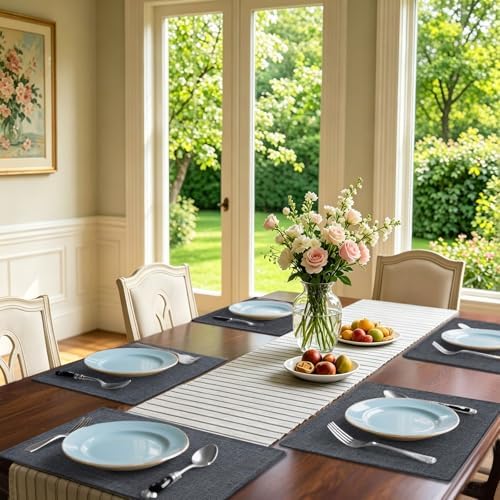 Homaxy Cloths Placemats for Dining Table Set of 4, 13" x 19", Charcoal Gray