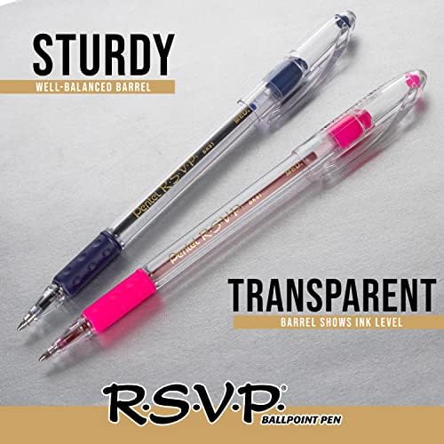 Pentel RSVP Ballpoint Pen, (1.0mm) Med Line, Blue Ink, 72pk Canister (BK91PC72C)