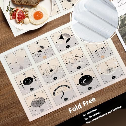 Batmerry Abstract Designs Placemats, Set of Minimalist Cards Washable Linen Table Mats for Kitchen Table Double Insulation Decor Dining Set Indoor Outdoor 12X18 in Set of 6
