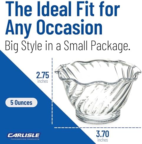 Carlisle FoodService Products Plastic Dessert Dish, 5 Ounces, Clear (Pack of 24)