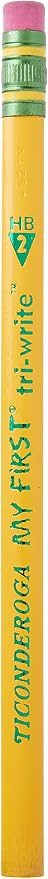 Ticonderoga® Tri-Write Beginners' Pencils With Erasers, #2 Soft, Yellow Barrel, Pack Of 36 & My First Tri-Write Wood-Cased Pencils, Neon Colors, 12 Count (X13012)