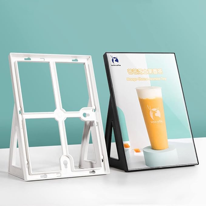 ECKEK ABS Plastic Sign Holder，Menu Displays L Shape Sign Stand Vertical/Horizontal Use (Black A4 210×297mm/8.27×11.69inches)