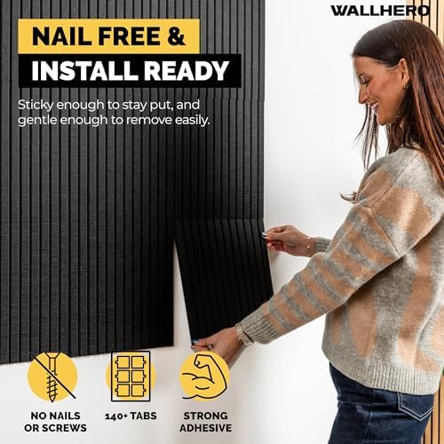WALLHERO Large Bulletin Board, Tack Board, 59"x36" | 15 Pack | Wall Pin Board, Cork Board Alternative for Walls, Tablero de Corcho para Pared, Cord Board for Wall (Black Slats)