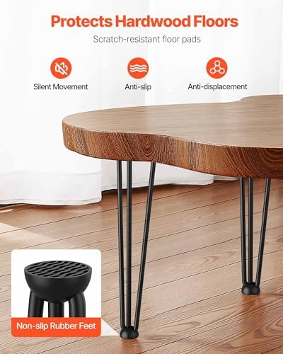 VEVOR Hairpin Table Legs 20" Black Set of 4 Desk Legs 880lbs Load Capacity (Each 220lbs) Hairpin Desk Legs 3 Rods for Bench Desk Dining End Table Chairs Carbon Steel DIY Heavy Duty Furniture Legs