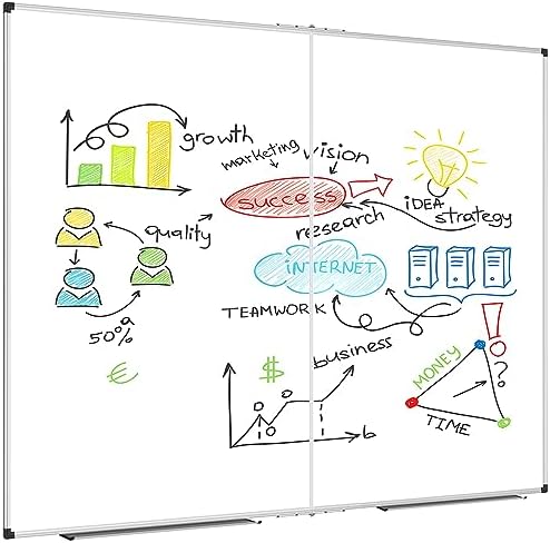 XBoard Magnetic Whiteboard 48 x 48 Inch, Foldable Dry Erase White Board with Aluminium Frame & Marker Tray 4' x 4', Wall Mounted Folding Message Presentation Board