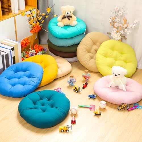 Fumete 12 Pcs Round Floor Pillows Cushions Seating 16 x 16 Inches Floor Round Cushions for Kids Toddlers Flexible Reading Chair Pillows for Classroom Home School Playing Supplies(Vivid Color)