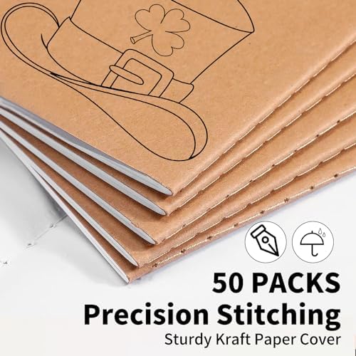 50 Pack A5 Lined Kraft Notebook Journals 8.3x5.5 In，Travel Journals Notebooks Bulk，Subject Notebooks 34 Sheets 68 Pages for Writing School Office Supplies (Blank-50 Pack)