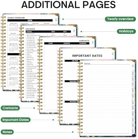 Planner 2026-2027, Jul 2026-Jun 2027 Academic Monthly & Weekly Planner | 6.3" x 8.5" Hardcover Calendar Planner for Women, Spiral Organizer with tabs, School Office Home Supplies, Seaside Petals