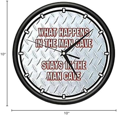 SignMission What Happens in The Man CAVE Wall Clock Garage dad Diamond Plate Gift