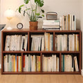 Lumber Organizer Shelf 3/4 Shelves, Lateral Filing or Vertical, Closed Back Floor-standing Bookshelf Rack Bookcase Cabinet Tiered Shelf Grid Storage Unit Dark Walnut 47.2"L x 9.4"W x 23.6"H