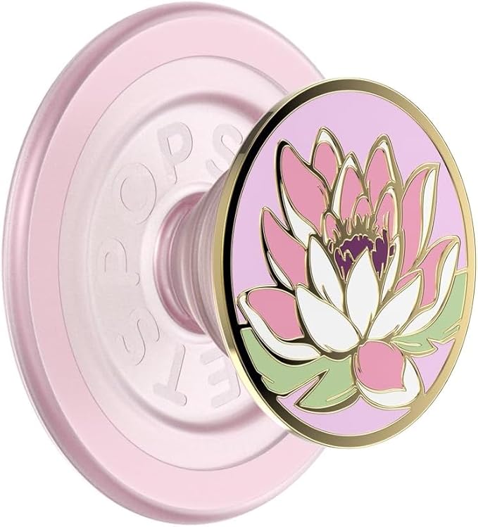 PopSockets Phone Grip for MagSafe, Magnetic Holder- Water Lily | Removable, For Kindle / Android / iPhone, With Magnet, Light Pink, Electronic Accessories, For iPad/Kindle/iPhone/Android