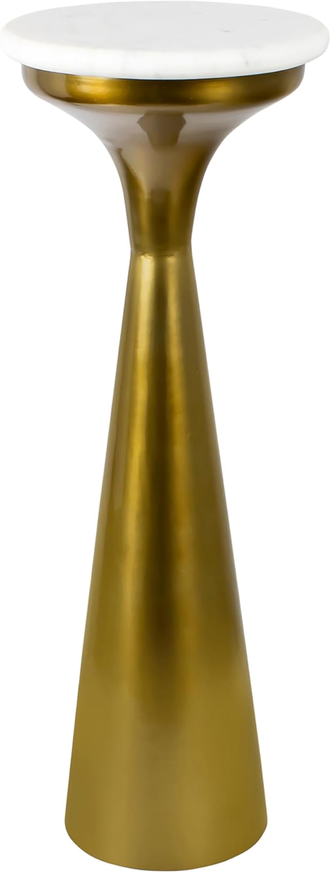 JONATHAN Y Oliver 8" Round Marble Pedestal Drink Table, Gold/White | 22.25" High Modern Martini Cocktail Accent Stand, Small Side Furniture, No Assembly, Mid-Century Glam Style