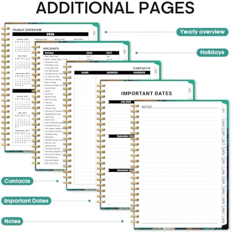 Planner 2026-2027, Jul 2026-Jun 2027 Academic Monthly & Weekly Planner | 6.3" x 8.5" Hardcover Pretty Calendar Planner for Women, Spiral Organizer for School Office Home Supplies, Emerald Shores