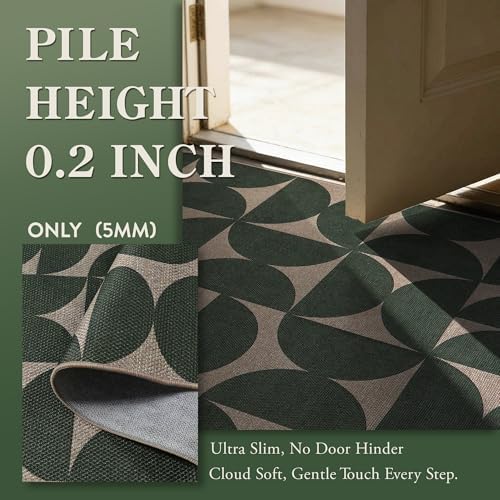 Lahome Green Easy Jute Front Porch Rug, 3x5 Semi Circle Outdoor Rug