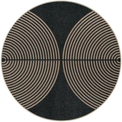 Lahome Modern Rainbow Round Rug 4ft, Circular Indoor Outdoor Kitchen Rug