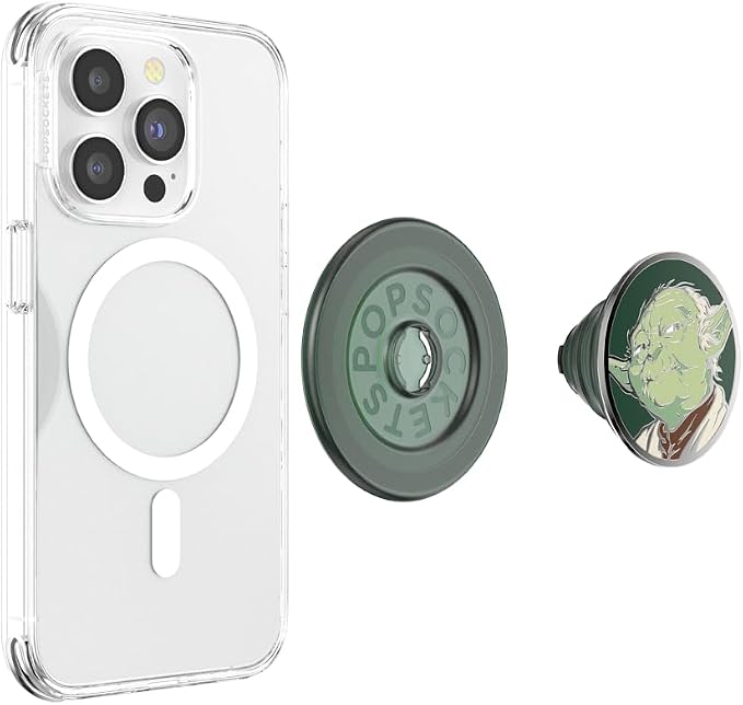 PopSockets Phone Grip for MagSafe, Magnetic Holder- Enamel Yoda | Removable, For Kindle / Android / iPhone, With Magnet, Star Wars, Grogu, iPad, Removable, Popper