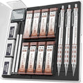 Nicpro 3 Pack Blocky Gear 0.3 mm Metal Mechanical Pencils Set with Case