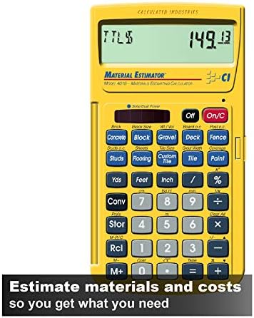 Calculated Industries 44080 Construction Master Pro-Desktop Advanced Construction Math Feet-Inch-Fraction Calculator & 4019 Material Estimator Calculator,Yellow